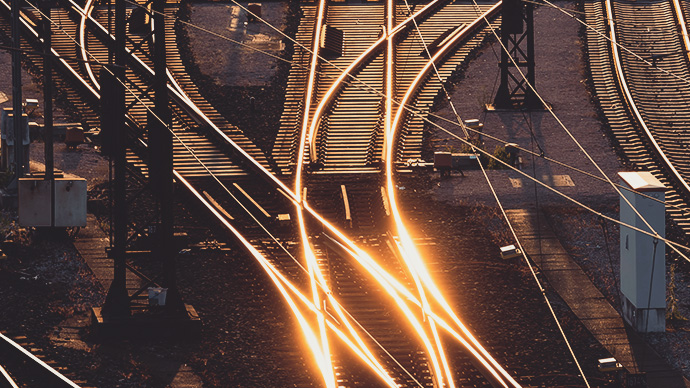 Abstract of train tracks from above