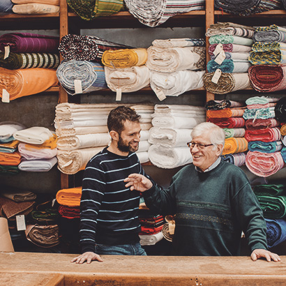 family working at their fabric business