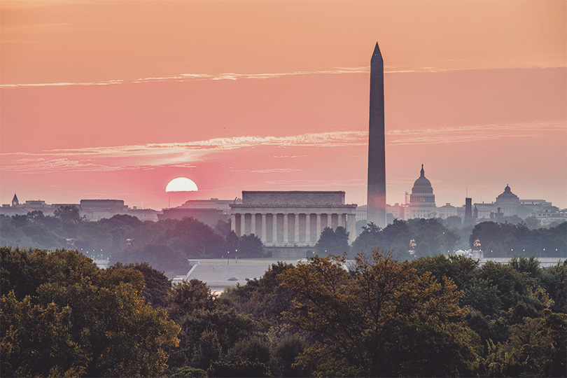 Summer sunrise over Washington, D.C.